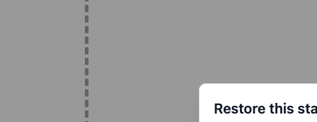 The “Restore this state?” confirmation dialog with Cancel and Restore buttons.